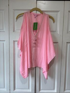 Lilly Pulitzer Pink Tassel-Trim Kimono
